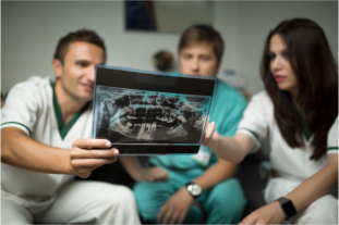 dental team reviewing a case 