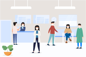 cartoon of patients in waiting room 