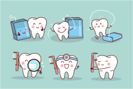 teeth cartoon with floss