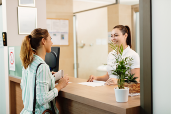 receptionist and patient