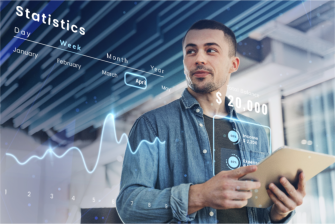 man reading data 