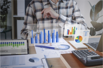 manager looking at data charts 
