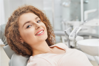 smiling dental patient chair 